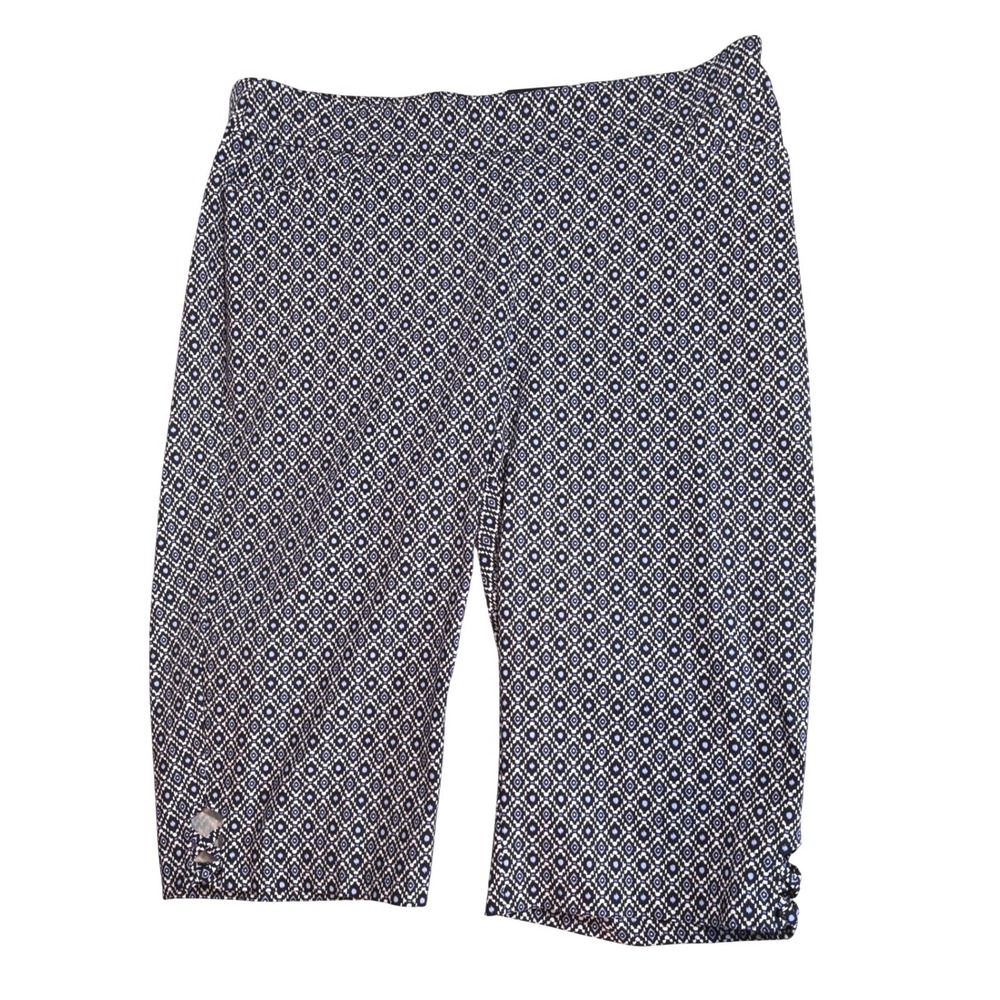 Briggs Millennium Navy Blue Geometric Print Comfort Waistband Crop Pants 18W NEW